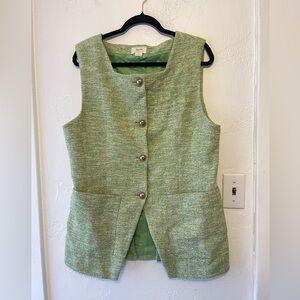 Anthropologie Maeve Green Tweed Vest